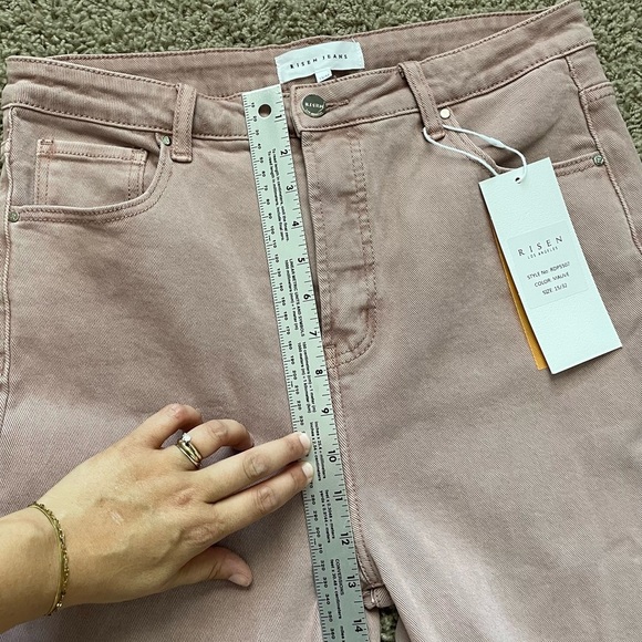 NWT Risen High Rise Raw Hem Slit Straight Jeans in Mauve size 15/32 - Picture 13 of 15